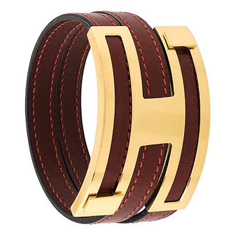 hermes solid gold h cuff|Hermes leather bracelets.